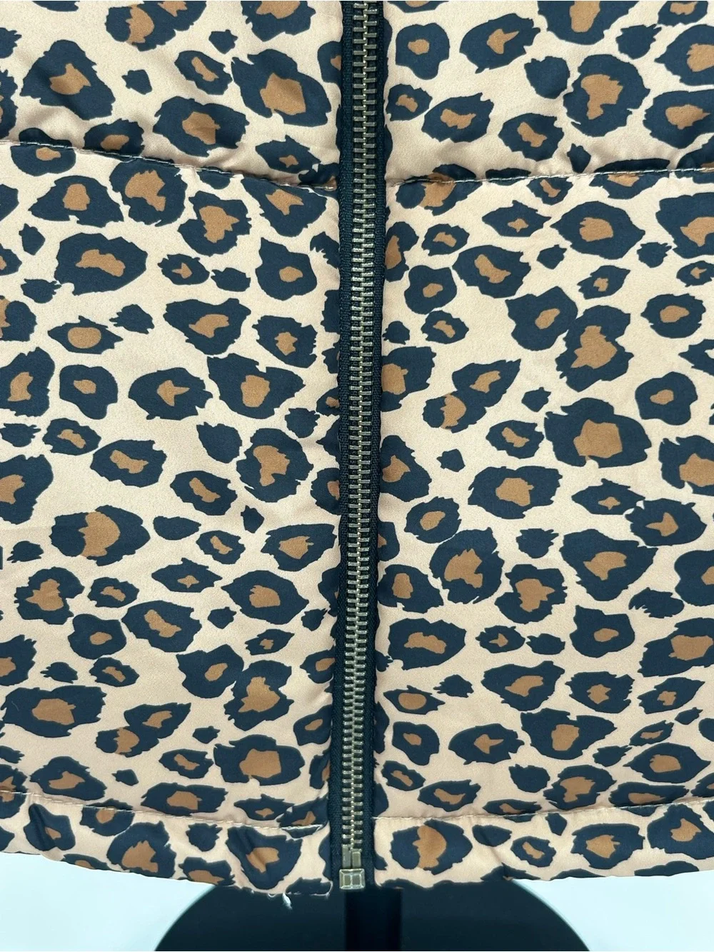 In Girl Leopard Print Sleeveless Puffer Vest - Tan/Black Size XL (16)